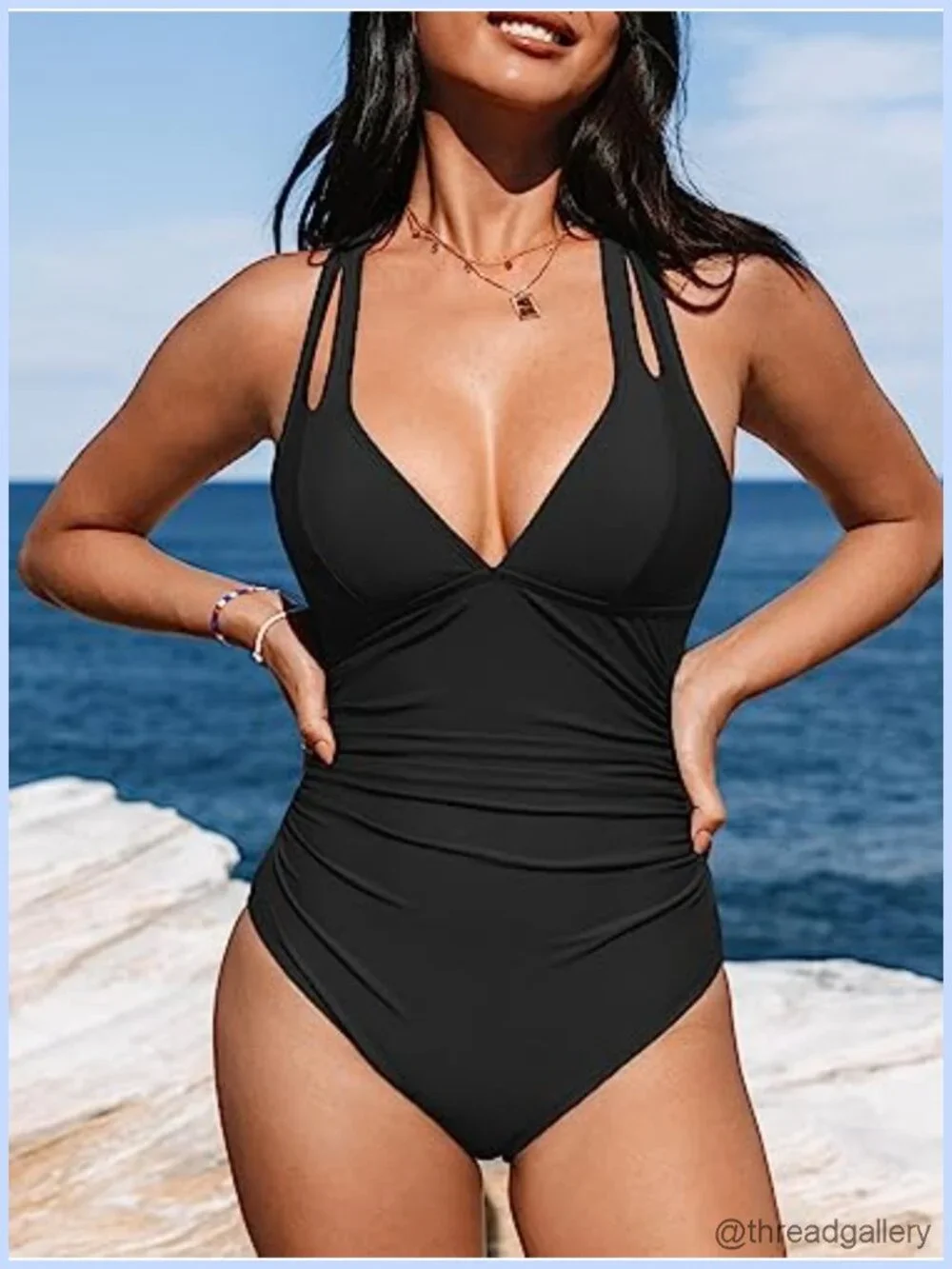 Tummy Control One Piece Swimsuit Crossback Crisscross Bathing Suit Adjustable